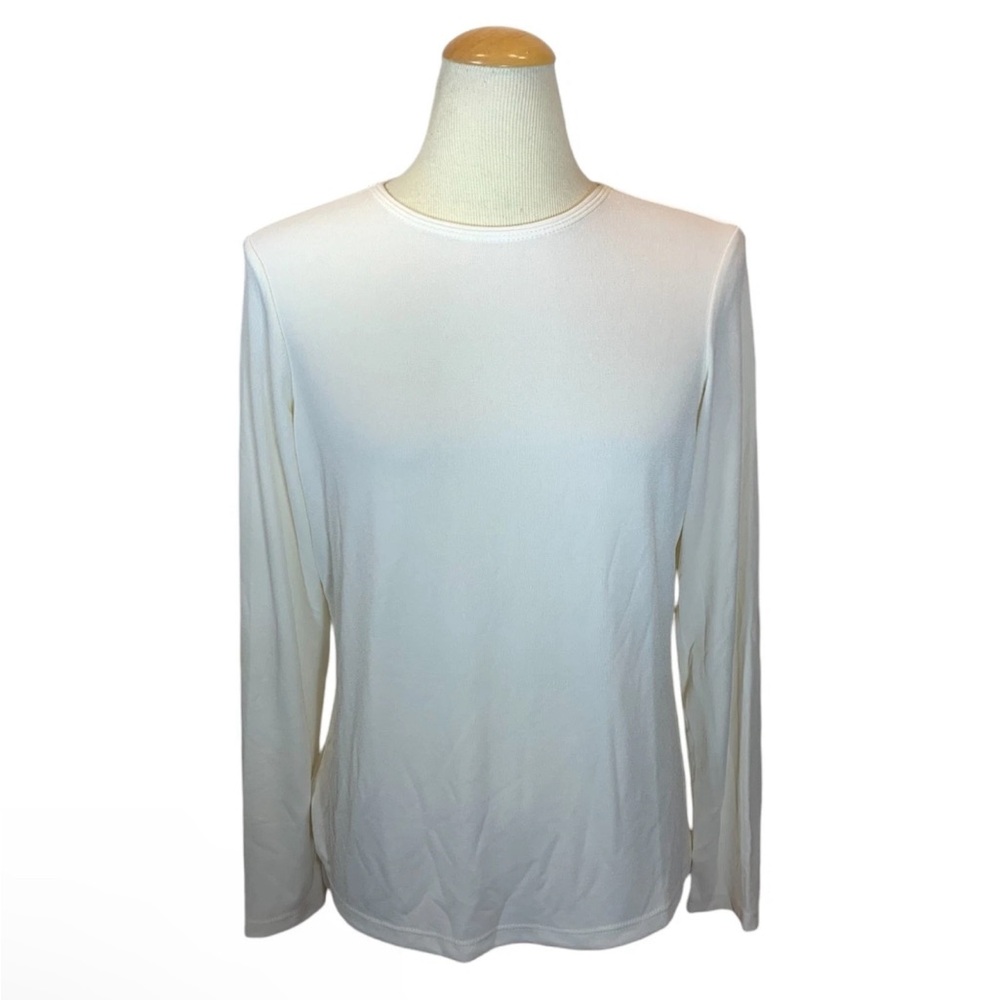 Dialogue Stretch Pebble Crepe Long Sleeve Top Soft Ivory A70948 2X NWT Deadstock
